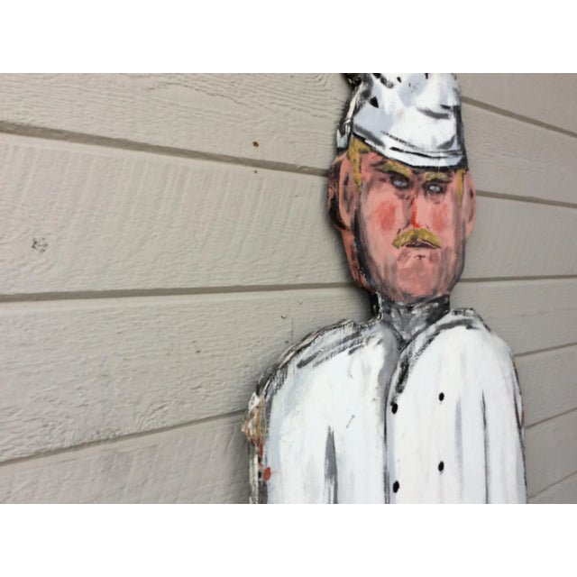 Vintage Late 20th Century French Wood Painted Two Sided Chef Sign For Sale - Image 9 of 13