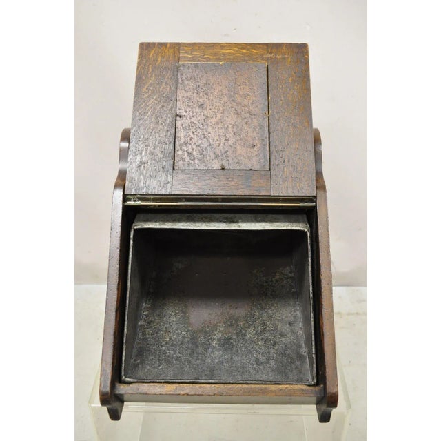 19th Century Antique 19th Century Victorian and Brass Fireplace Scuttle Box Coal Bucket With Scoop For Sale - Image 5 of 12
