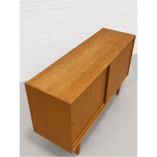 Mid Century Modern Oak Sliding Door Credenza – Danish Modern Storage Cabinet, C. 1960’s For Sale - Image 9 of 12