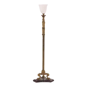French Neoclassical Style Gilt Bronze and Marble Floor Lamp C 1900.