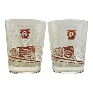 Mid 20th Century Pennsylvania Railroad Glasses- A Pair For Sale
