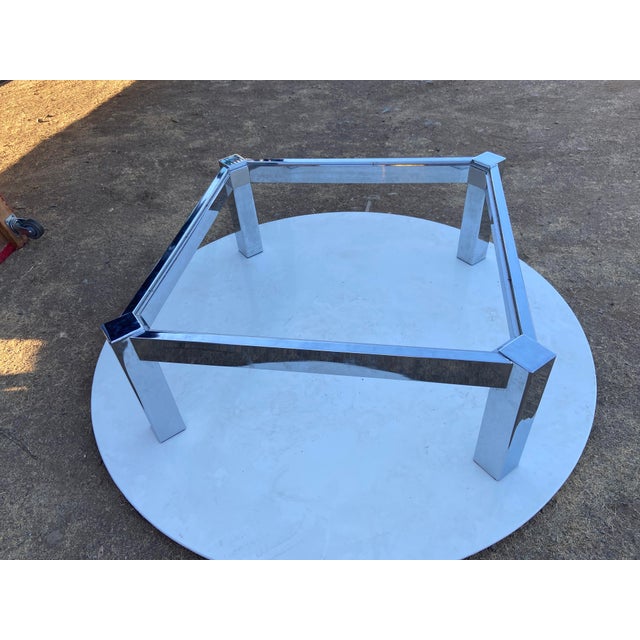 Vintage Mid Century Modernist Chrome Glass Coffee Table Milo Baughman Style For Sale - Image 15 of 18