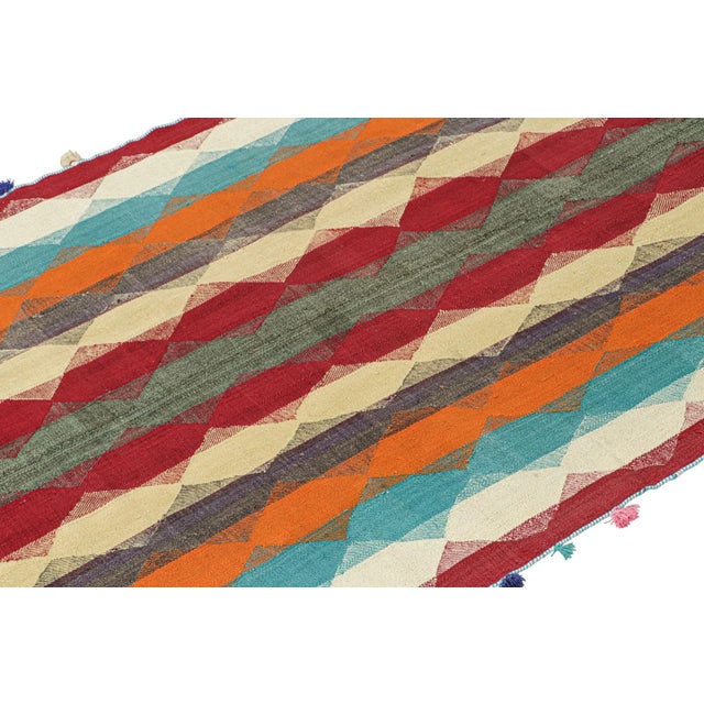 Rug & Kilim 1950s Vintage Persian Kilim With Multicolor Stripes and Diamonds by Rug & Kilim For Sale - Image 4 of 8