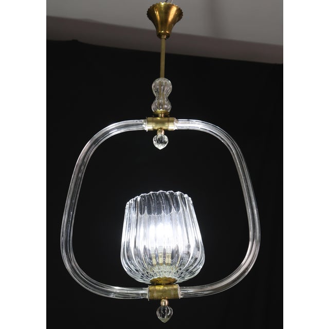 1950s Charming Murano Glass Art Deco Pendant Chandelier by Ercole Barovier For Sale - Image 4 of 14