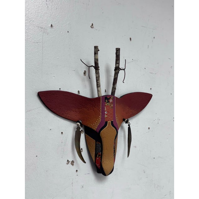 Contemporary Hilary Handcrafted Clay Animal Wall Mask For Sale - Image 3 of 12