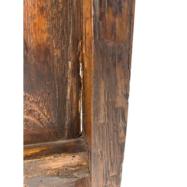 Large Antique Asian Carved Elm Four Panel Folding Screen Room Divider For Sale - Image 16 of 18