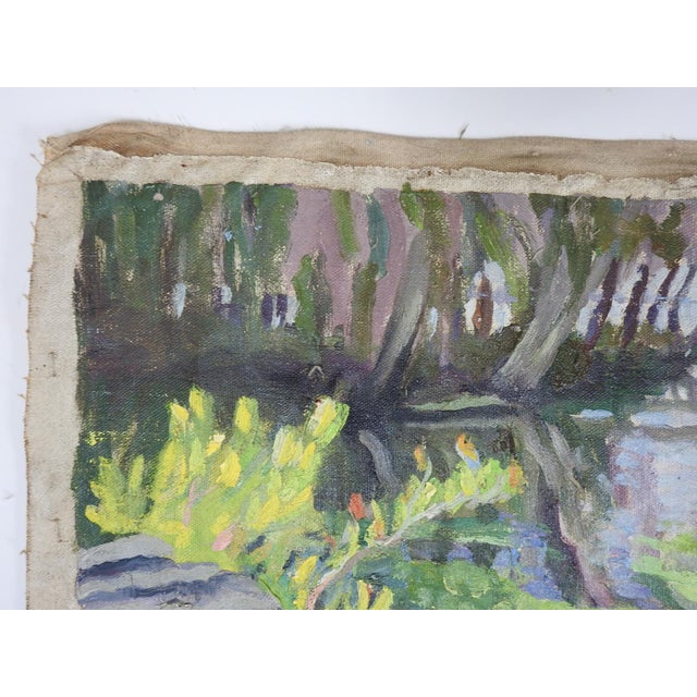 Early 20th Century Early 20th Century Impressionist Wetlands Landscape Painting For Sale - Image 5 of 7