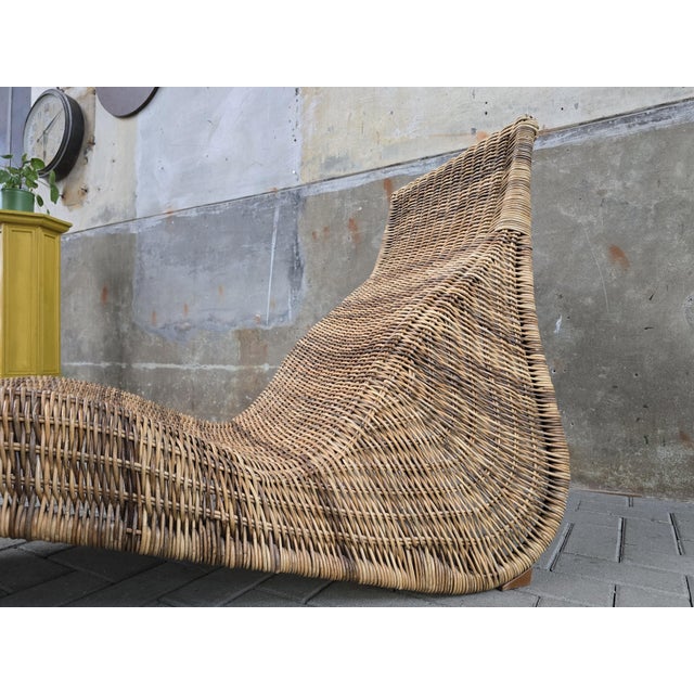 Vintage Wicker Chaise Longue by Carl Malmvall for Ikea, 1990s For Sale - Image 3 of 11