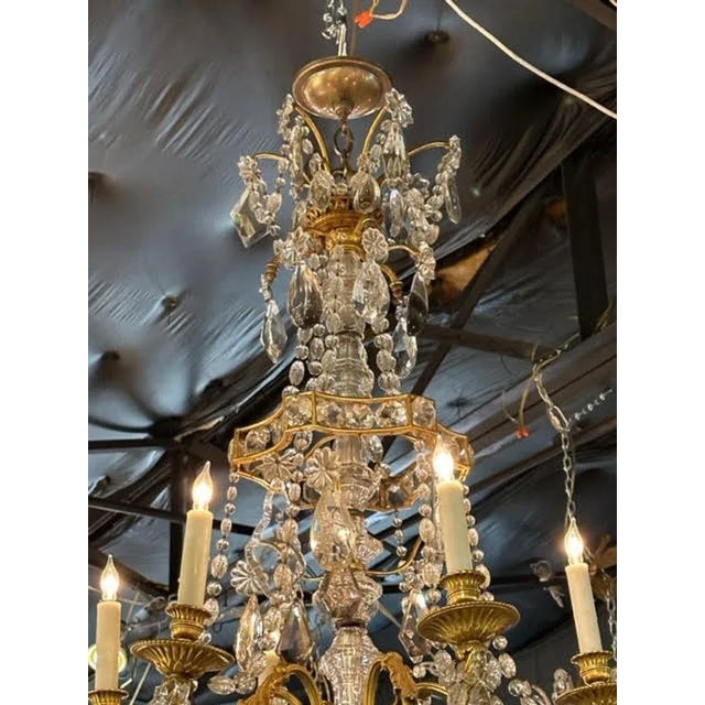 19th Century 19th Century Louis XVI Style Gilt Bronze and Crystal Chandelier For Sale - Image 5 of 8
