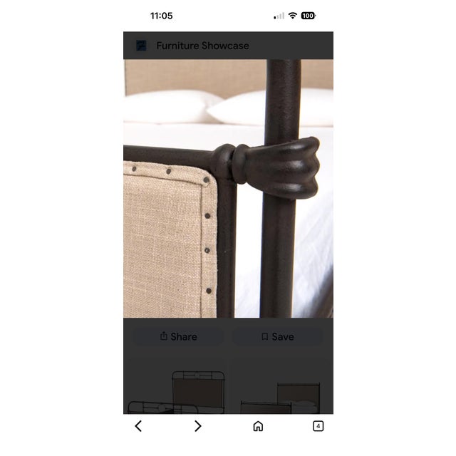 Industrial Four Hands Irondale Berkley Metal and Linen Bed- Queen For Sale - Image 3 of 4