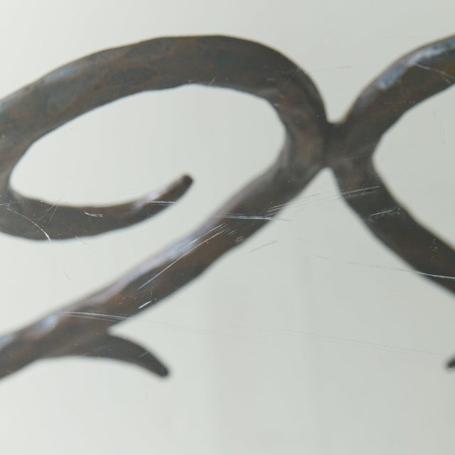 French Bronze + Chiseled Glass Console Table with Pinecone Detail, 1970s For Sale - Image 10 of 10