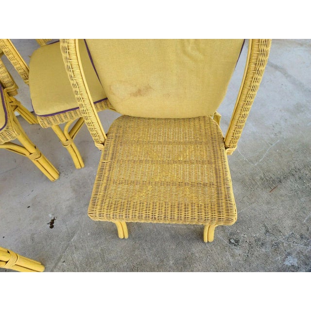 Palecek Weather Resistant Wicker Dining Chairs With Washable Cushions - Set of 4 For Sale In Miami - Image 6 of 11