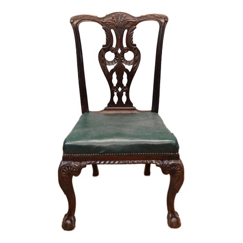 Chippendale Chair in Carved Mahogany with Ball Claw Feet, 1890s For Sale