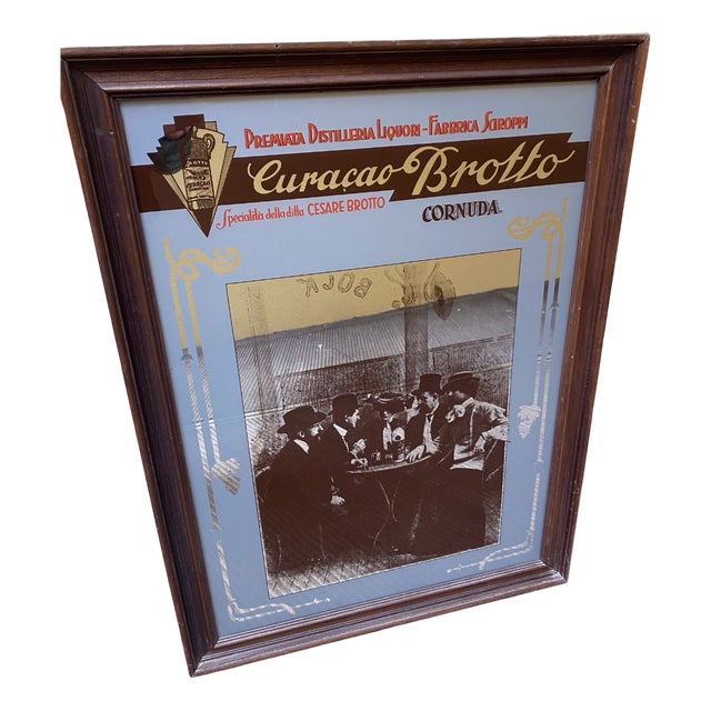 Advertising Mirror with Chestnut Frame, 1920s For Sale