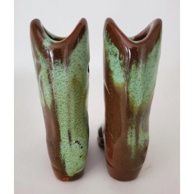 1950s Pair of 1950s Miniture Mid-Century Modern Cowboy Boots by Frankoma For Sale - Image 5 of 9