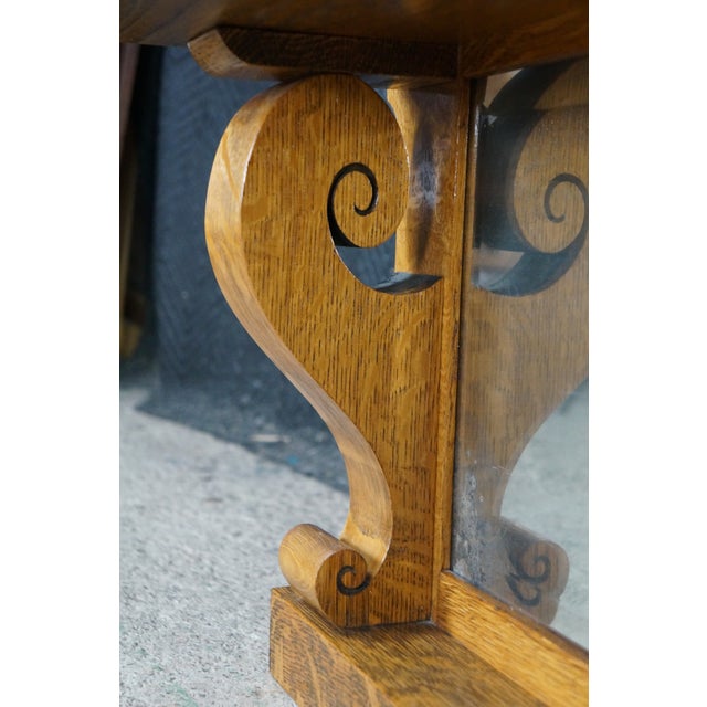 Wood Antique Victorian Quartersawn Oak American Empire Mantel Mirror Backsplash 60" For Sale - Image 7 of 12
