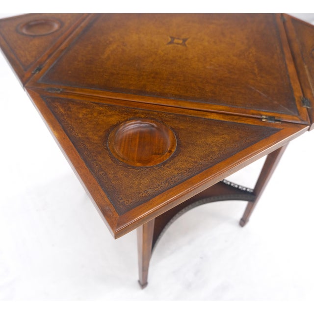 Theodore Alexander One Drawer Leather Top Folding Top Game Table MINT For Sale - Image 12 of 18