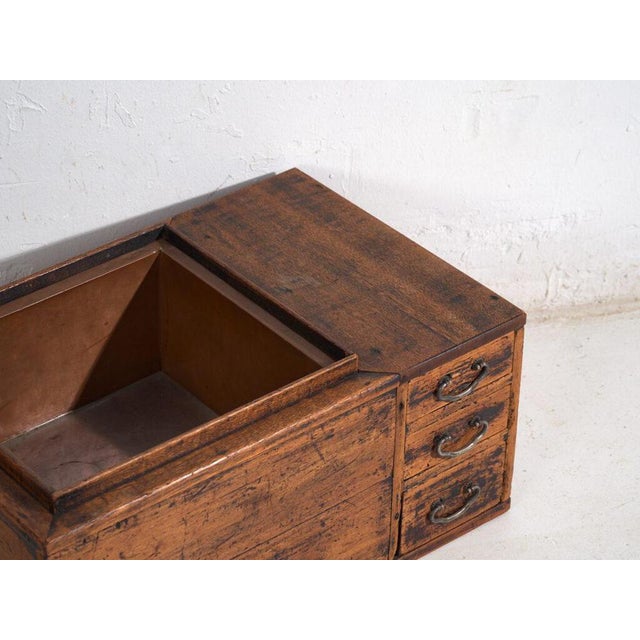 Antique Japanese hibachi from the Meiji period, made around 1900 in a combination of paulownia, Japanese cedar, copper and...