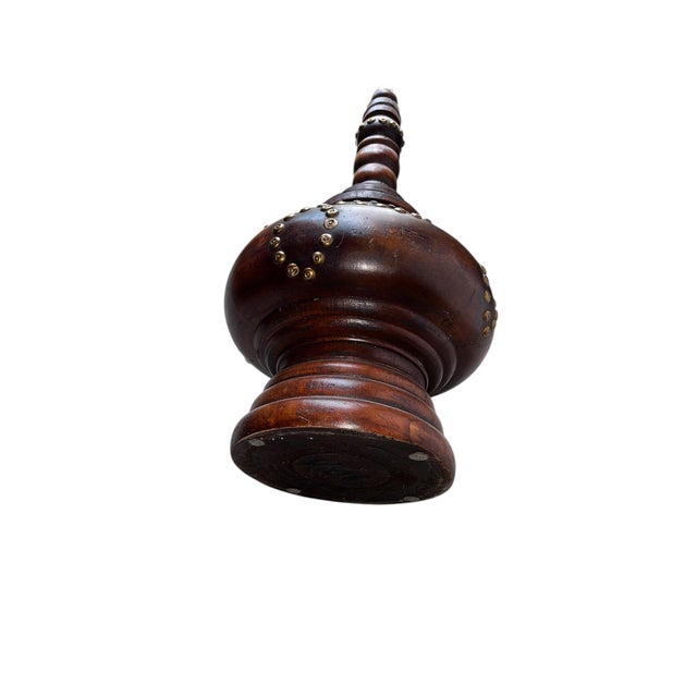 Mid-20th Century Burmese Wooden Temple Finial With Brass Stud Detailing For Sale In Dallas - Image 6 of 7