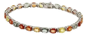 Diamonds & 11.73ct Multi-Color Sapphires 14k Gold Tennis Bracelet