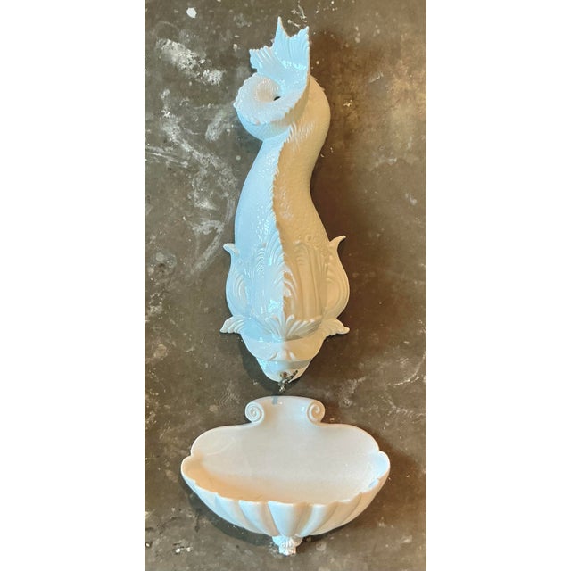 Immerse your space in the serene elegance of this exquisite Vintage Italian Glazed Ceramic Koi Lavabo, a captivating piece...