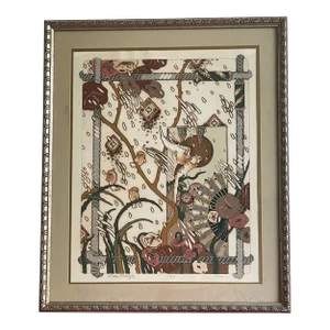 Late 20th Century “Rain” Sidney Schatzky Hand Colored Limited Edition Collagraph Numbered 17/25