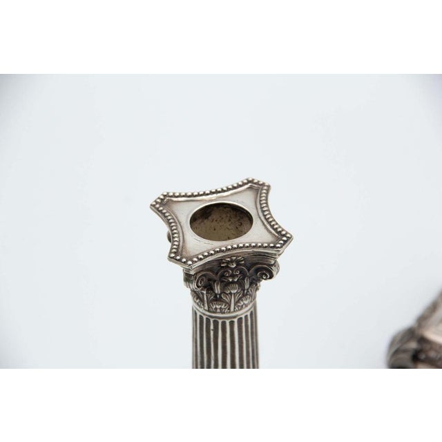 Silver Candlesticks in the Shape of Greek Columns, Set of 2 For Sale - Image 3 of 5