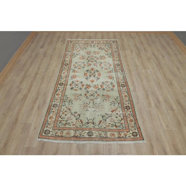 1950s Chinese Art Deco Vintage Handmade Floral Desing Natural Wool Area Rug For Sale - Image 13 of 13