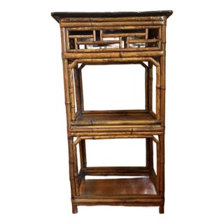 Mid 20th Century Chinese Chippendale Bamboo Étagère Side Table For Sale