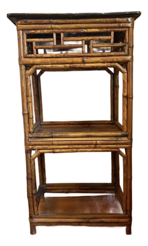 Mid 20th Century Chinese Chippendale Bamboo Étagère Side Table