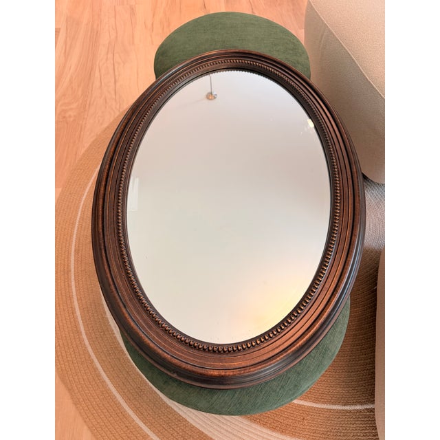 Pair of Traditional Oval Composite Framed Wall Mirrors For Sale - Image 4 of 4