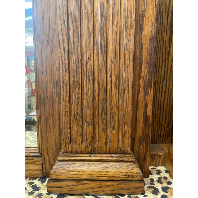 Late 19th Century Late 1800s Renaissance Revival Solid Oak Mirrored Back Bar With Columns & Pabst Blue Ribbon Inscriptions For Sale - Image 5 of 13