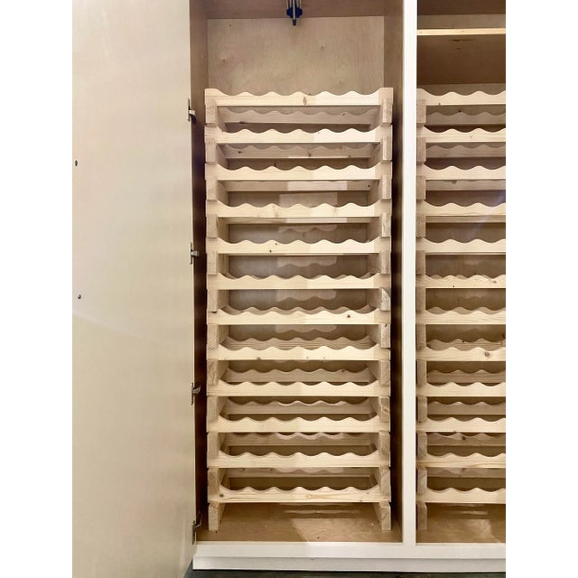 Contemporary Organic Modern Light Raw Pine Wine Racks, a Pair (144 Bottle Capacity) For Sale - Image 3 of 7