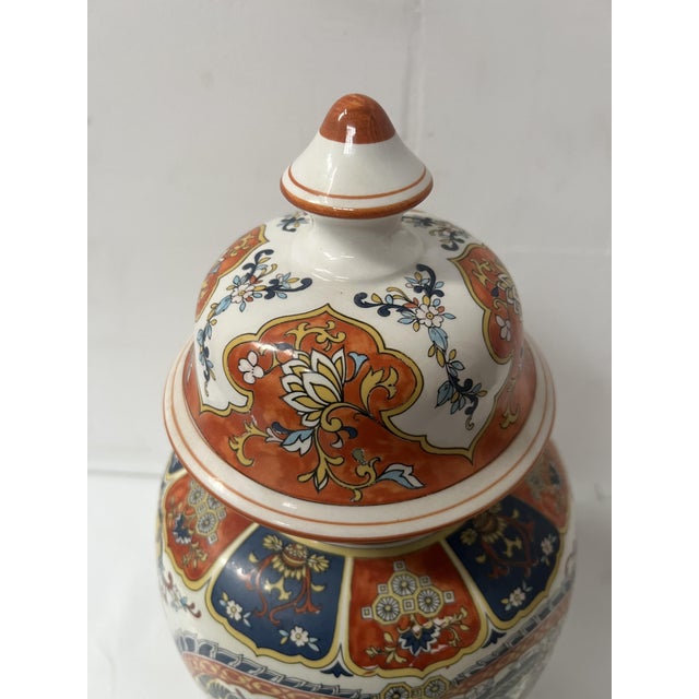 Covered Polychrome Porcelain Vase, 1900s For Sale - Image 11 of 12