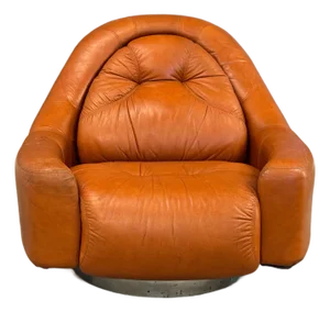 1970s Guido Faleschini for Mariani Leather and Chrome Swivel Lounge Chair