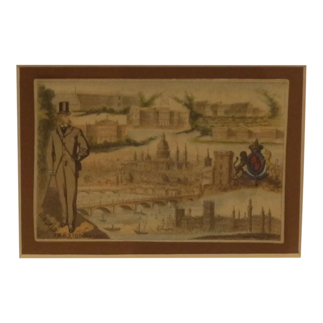 Early 1900s Framed French City Card, London For Sale