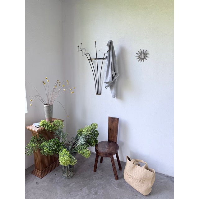 Gold Zigzag Wall-Mounted Coat Rack in Metal and Brass, 1960s For Sale - Image 8 of 18