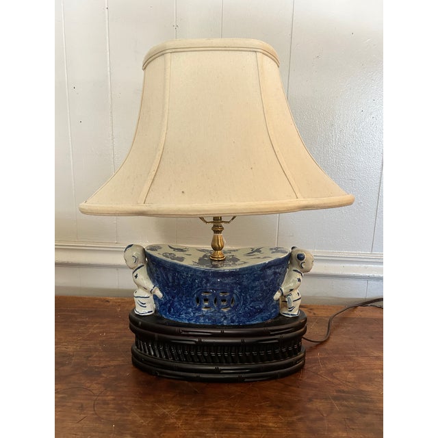 Vintage Blue & White Table Lamp For Sale - Image 14 of 15