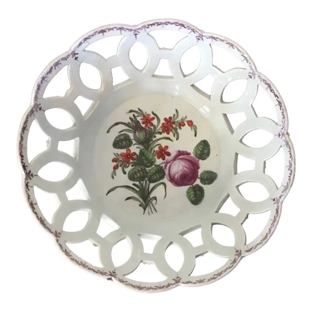 Antique 18th Century Worcester Floral Design Porcelain Bowl For Sale