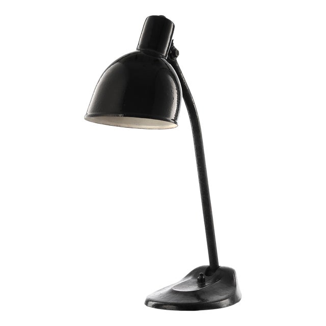 Bauhaus Enamel Desk Lamp in Black from HLX Hellux Hannover, 1920s For Sale