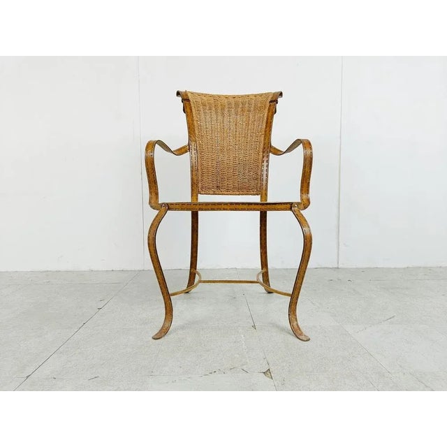 Metal Vintage Italian Armchair in Faux Leather, 1960s For Sale - Image 7 of 10