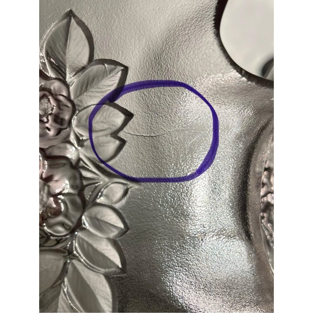 Mikasa Rosella Pink Frosted Glass Divided Dish, Romantic Floral Vanity or Entertaining Tray For Sale - Image 9 of 10