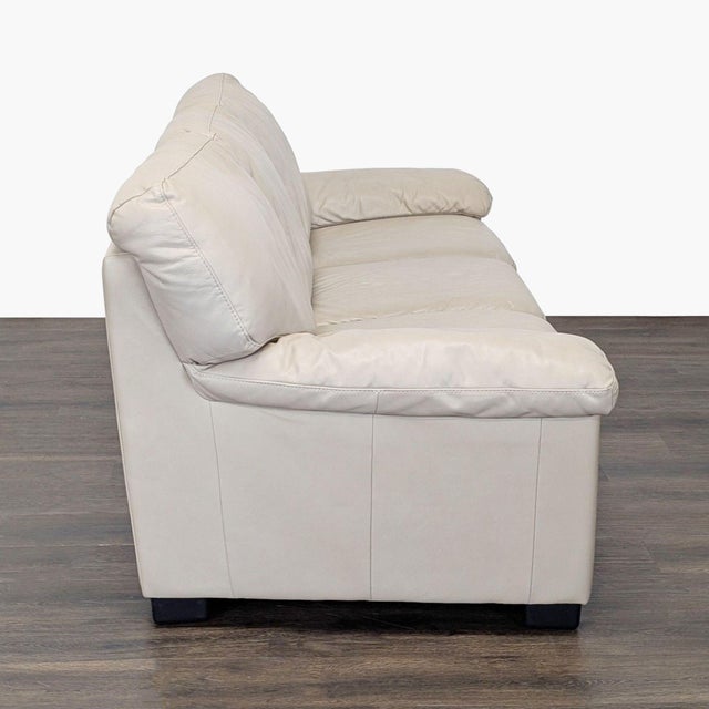 Italsofa 3-Seat Sofa in Beige Leather For Sale - Image 4 of 9