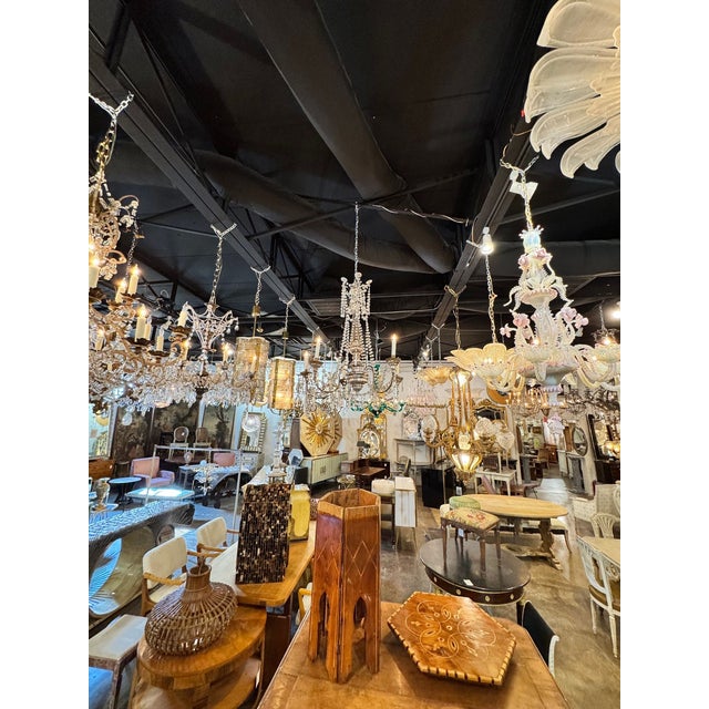 Traditional 19th C. Italian Silverleaf Wood and Crystal Chandeliers For Sale - Image 3 of 12