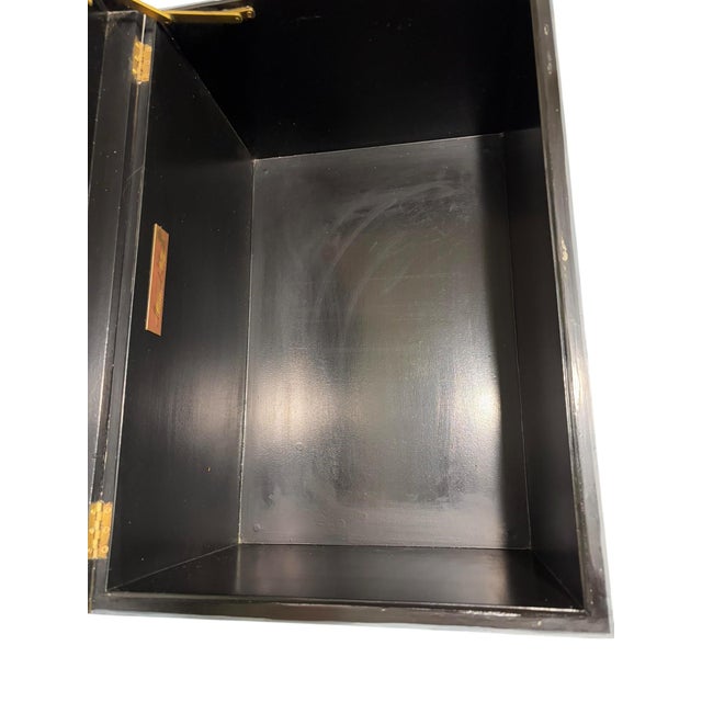 Wood Maitland Smith Lacquered Storage Trunk With Piranesi Print For Sale - Image 7 of 12