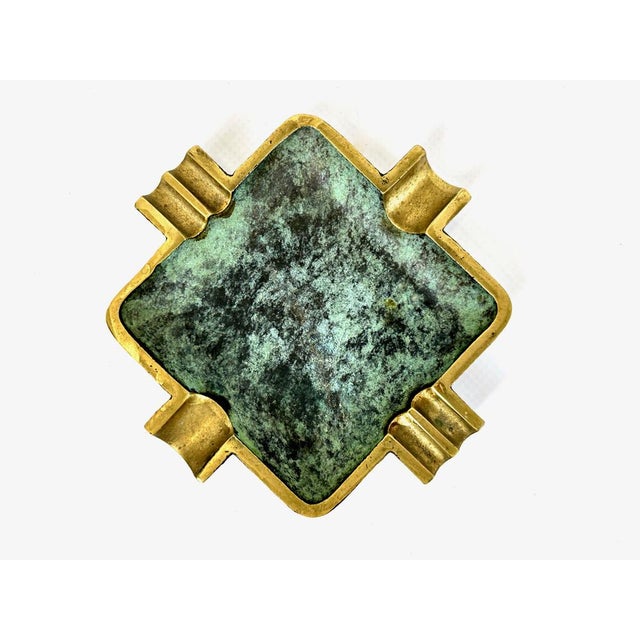 Forest Green Vintage Austrian Brass Ashtray attributed to Franz Hagenauer, 1950s For Sale - Image 8 of 9