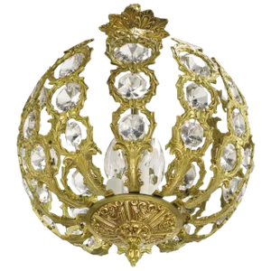 Regency Brass and Crystal Open Globe Pendant Light