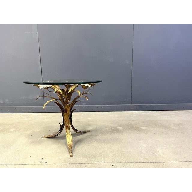 Metal Vintage Gilt Metal Flower Side Table, 1960s For Sale - Image 7 of 11