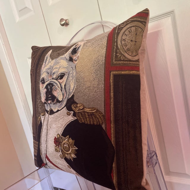 Contemporary Aristocratic Portrait Dog Tapestry Pillow For Sale - Image 3 of 6