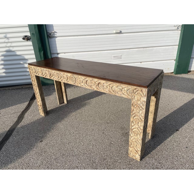 Mid-Century Modern 1980s Minton-Spidell Carved Console Table For Sale - Image 3 of 12